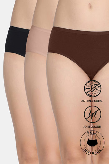 Buy Zivame Low Rise Full Coverage Hipster Panty (Pack of 3) - Multicolor